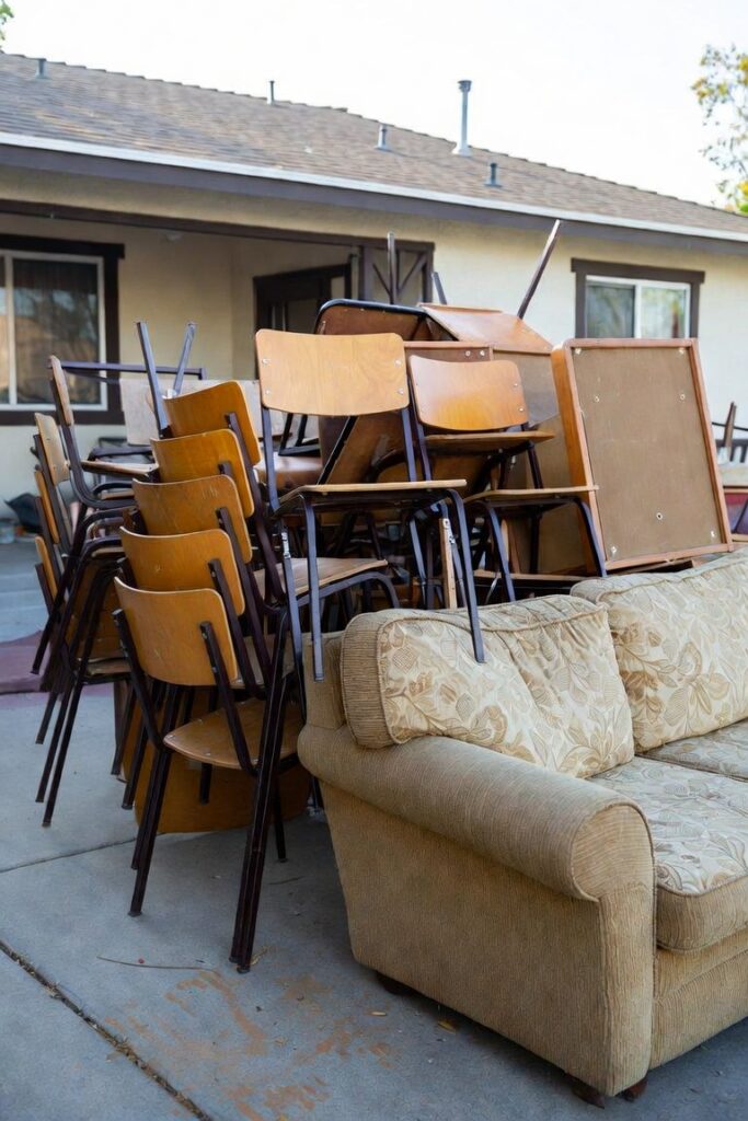 Furniture ready for removal in a Hanford CA home